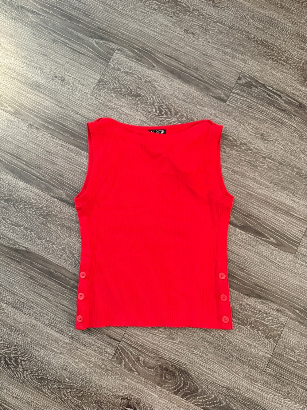 J. Crew Red Ribbed Button Tank New
